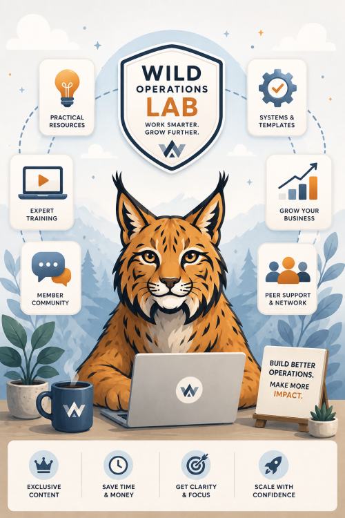 Wild Operations Lab: practical resources, expert training, systems and templates, peer support, member community, and tools to grow your business